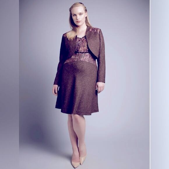 Isabel Toledo x Lane Bryant Brown Lace Mesh Fit & Flare Dress - EUC 24 - Picture 2 of 8